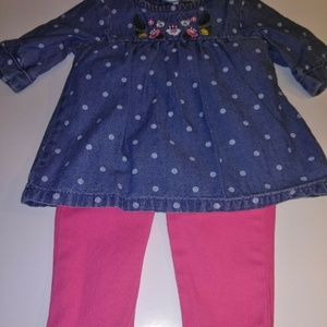 Carter's Toddler Girl Denim & Pink Pant Set 3 mos